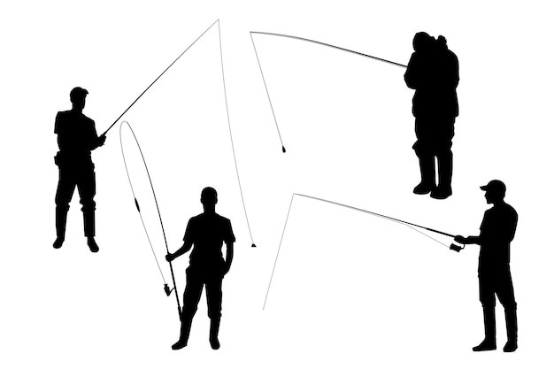 Gratis vector platte ontwerp man visserij silhouet