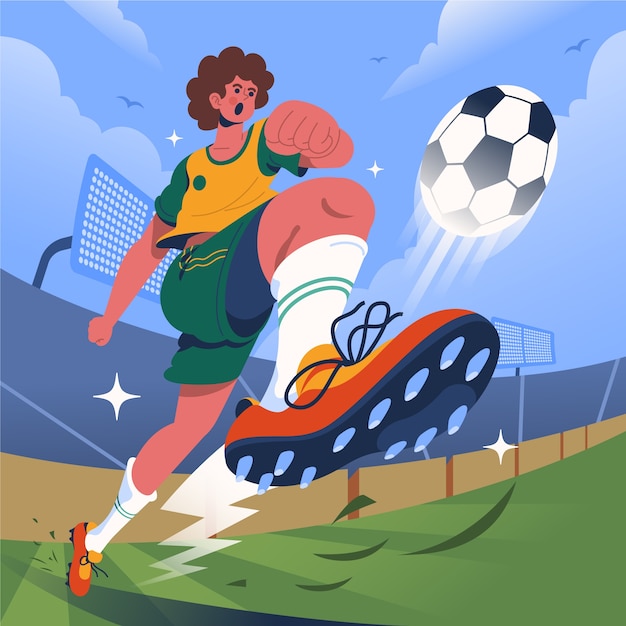 Gratis vector platte ontwerp man voetballen