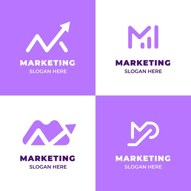 Platte ontwerp marketing logo set