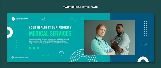 Platte ontwerp medische diensten twitter header