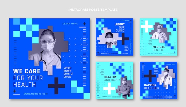 Platte ontwerp medische instagram-berichten