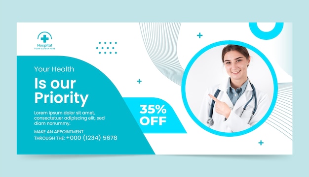 Gratis vector platte ontwerp medische kliniek verkoop banner