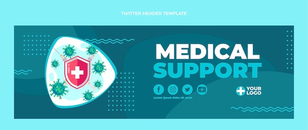 Platte ontwerp medische ondersteuning twitter header