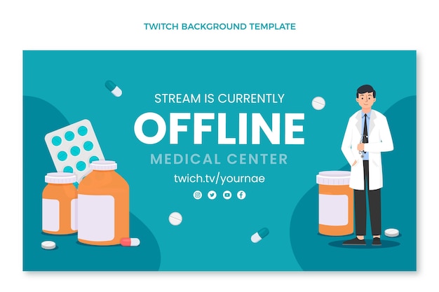 Gratis vector platte ontwerp medische twitch achtergrond