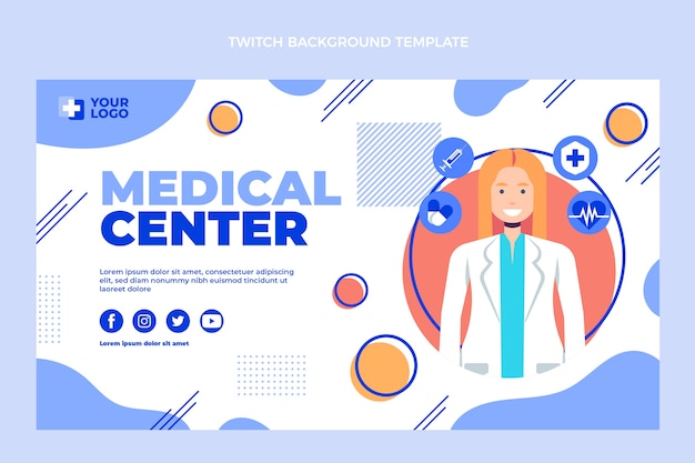 Gratis vector platte ontwerp medische twitch achtergrond