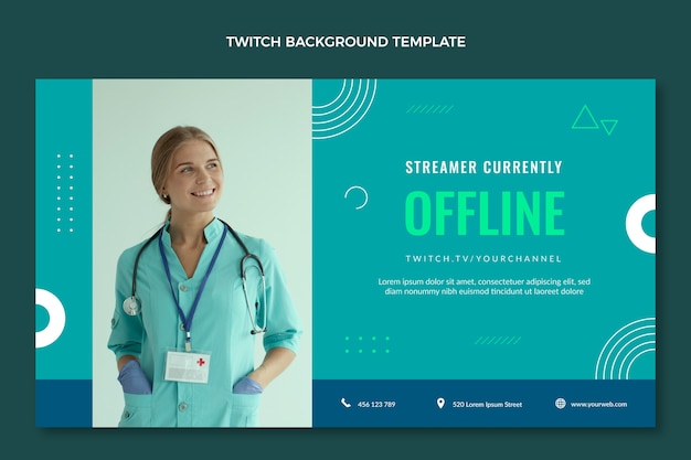 Gratis vector platte ontwerp medische twitch achtergrond