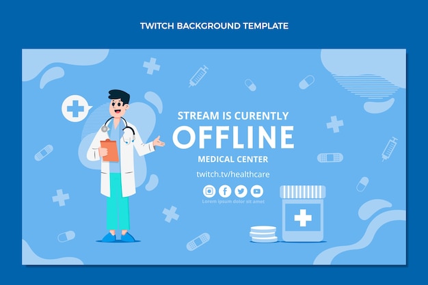 Gratis vector platte ontwerp medische twitch achtergrond