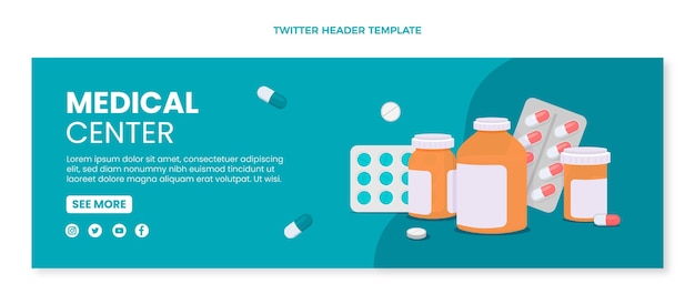 Platte ontwerp medische twitter header