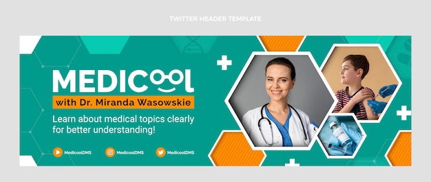 Platte ontwerp medische twitter header