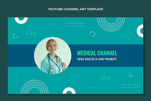 Platte ontwerp medische youtube-kanaalafbeeldingen
