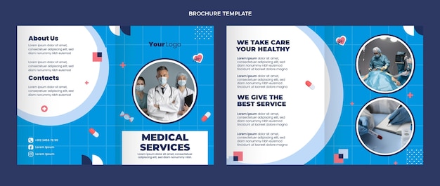 Gratis vector platte ontwerp medische zorgbrochure