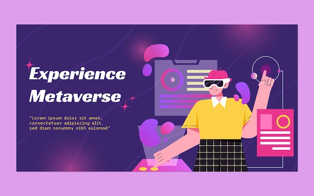 Gratis vector platte ontwerp metaverse concept facebook post