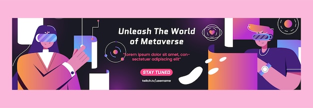 Platte ontwerp metaverse twitch banner