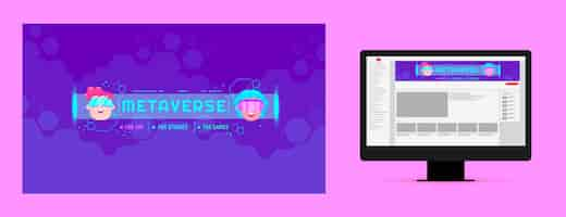 Gratis vector platte ontwerp metaverse youtube-kanaalafbeeldingen