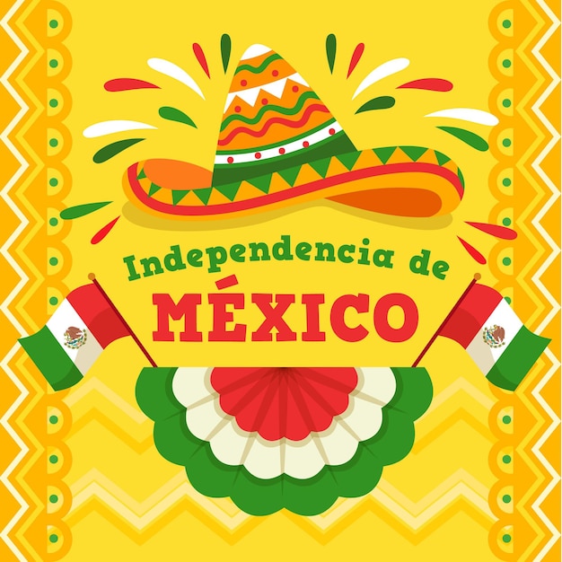 Platte ontwerp Mexicaanse onafhankelijkheidsdag concept