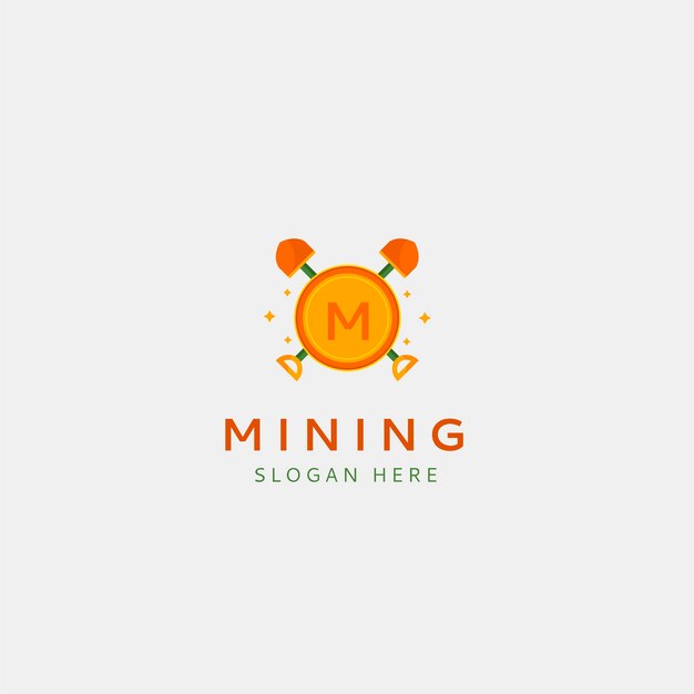 Platte ontwerp mijnbouw logo sjabloon