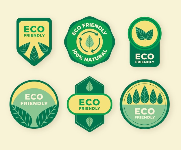 Gratis vector platte ontwerp milieuvriendelijke labels
