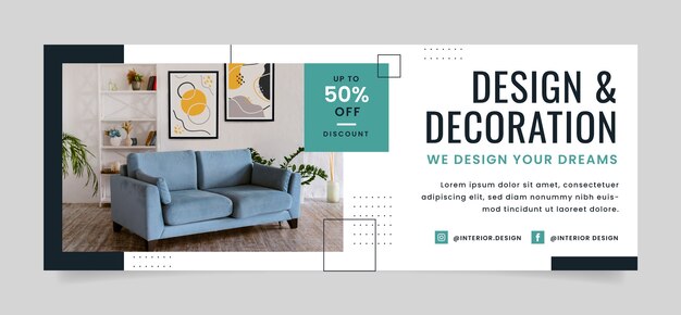 Platte ontwerp minimaal interieur design facebook cover