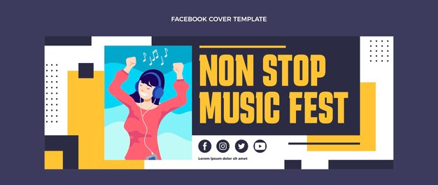 Platte ontwerp minimal music festival facebook cover