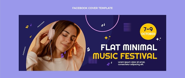 Gratis vector platte ontwerp minimal music festival facebook cover