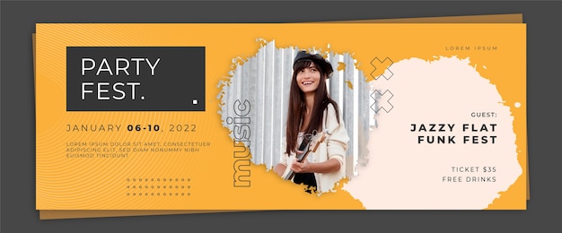 Platte ontwerp minimal music festival facebook cover
