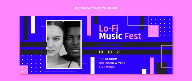 Gratis vector platte ontwerp minimal music festival facebook cover