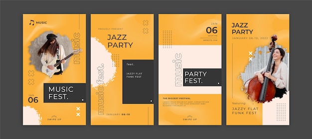 Gratis vector platte ontwerp minimal music festival instagram-verhalen