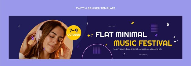 Platte ontwerp minimal music festival twitch banner