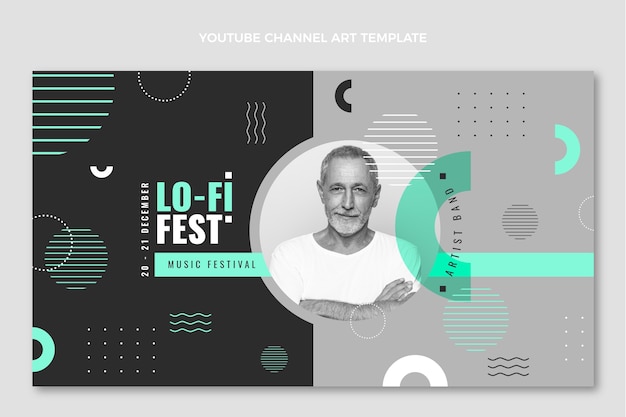 Gratis vector platte ontwerp minimal music festival youtube channel art