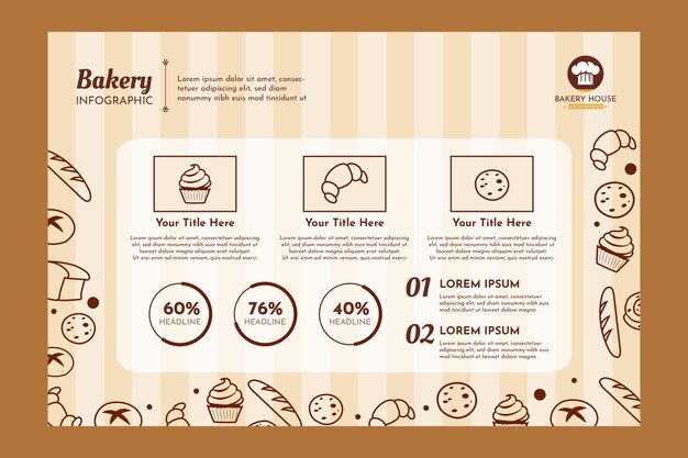 Platte ontwerp minimale bakkerij infographic sjabloon