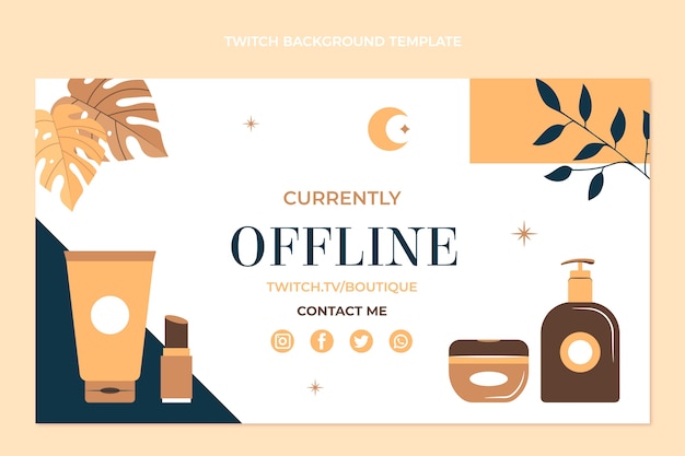 Gratis vector platte ontwerp minimale boutique twitch achtergrond