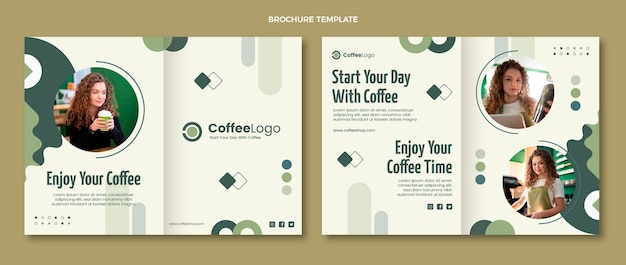 Gratis vector platte ontwerp minimale coffeeshop brochure sjabloon