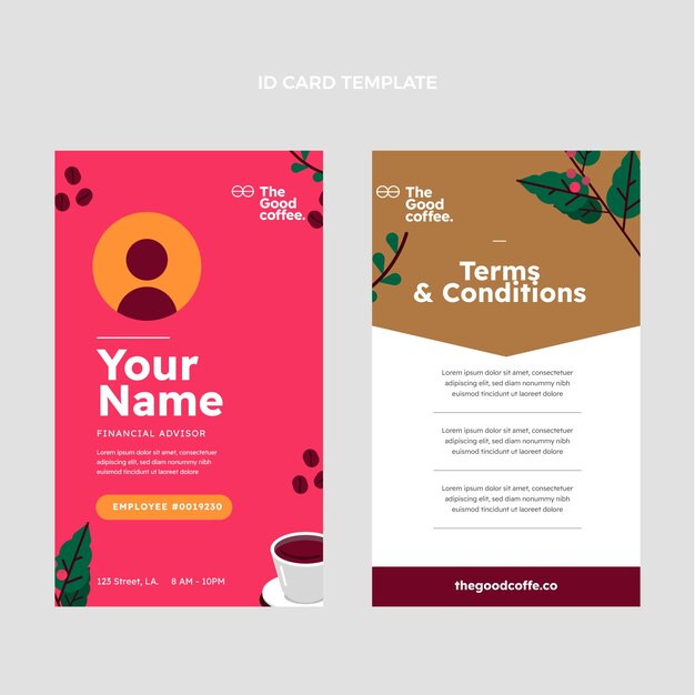 Platte ontwerp minimale coffeeshop ID-kaart