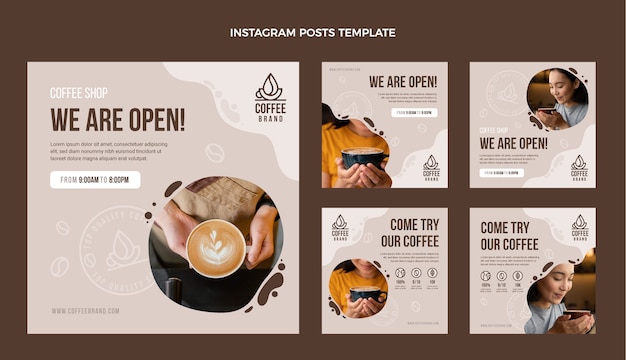 Gratis vector platte ontwerp minimale coffeeshop instagram post