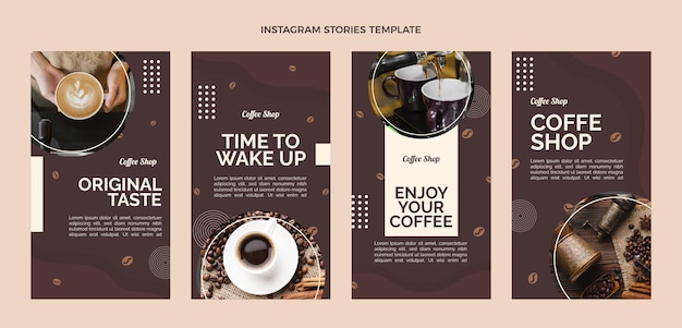 Gratis vector platte ontwerp minimale coffeeshop instagramverhalen