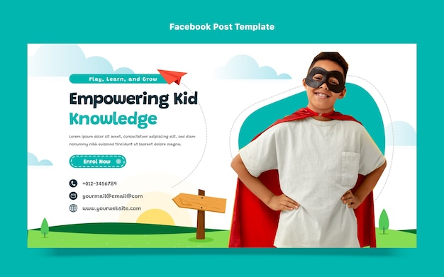 Gratis vector platte ontwerp minimale internationale school facebook post