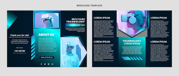 Platte ontwerp minimale technologie brochure Gratis Vector