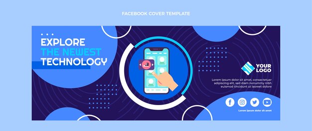 Platte ontwerp minimale technologie facebook voorbladsjabloon