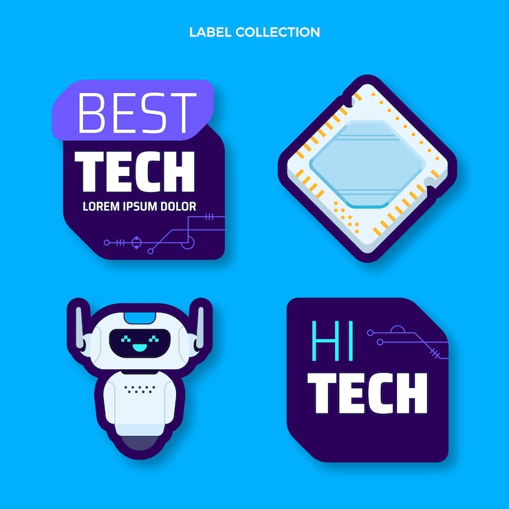 Gratis Vector platte ontwerp minimale technologie labels