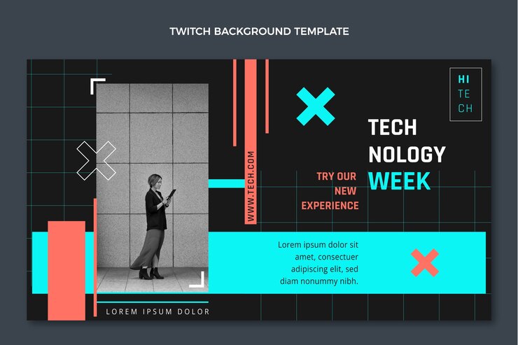 Gratis Vector platte ontwerp minimale technologie twitch achtergrond