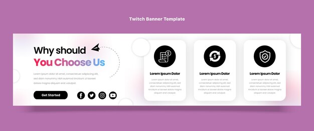Platte ontwerp minimale technologie twitch banner