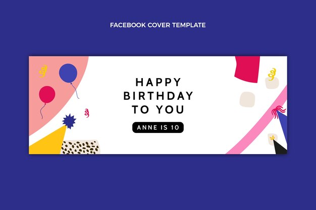 Platte ontwerp minimale verjaardag Facebook-omslag