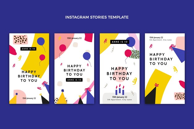 Platte ontwerp minimale verjaardag Instagram-verhalen