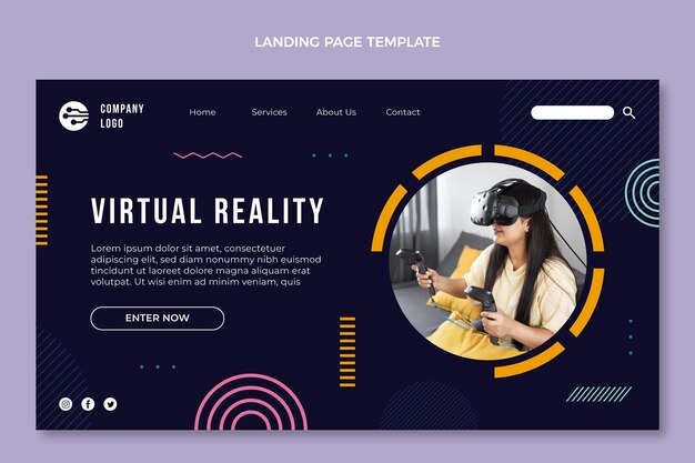 Platte ontwerp minimale virtual reality-bestemmingspagina
