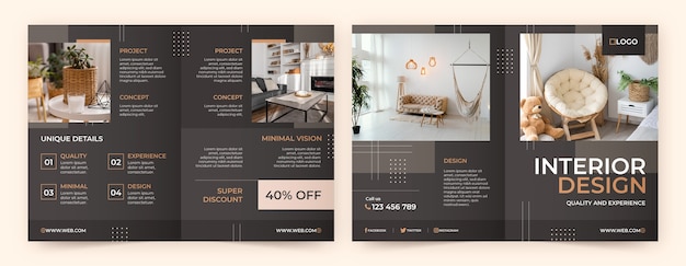 Gratis vector platte ontwerp minimalistische interieurbrochure