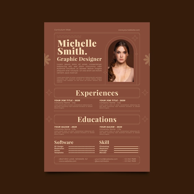 Gratis vector platte ontwerp minimalistische retro cv-template