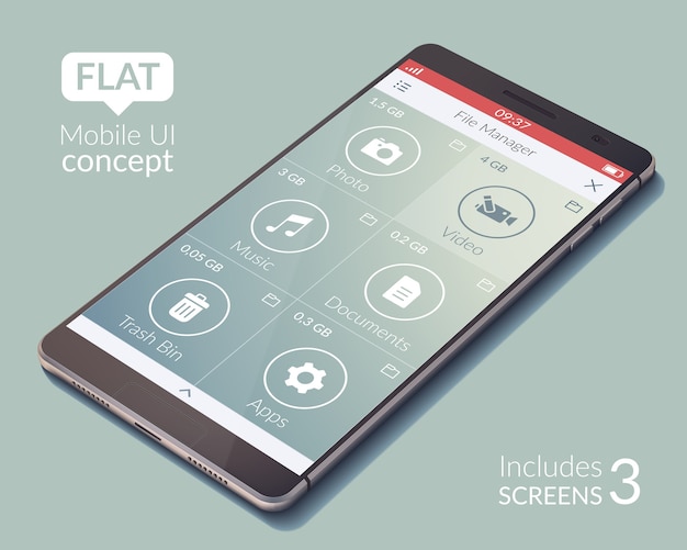 Platte ontwerp mobiele applicatie interface ui concept