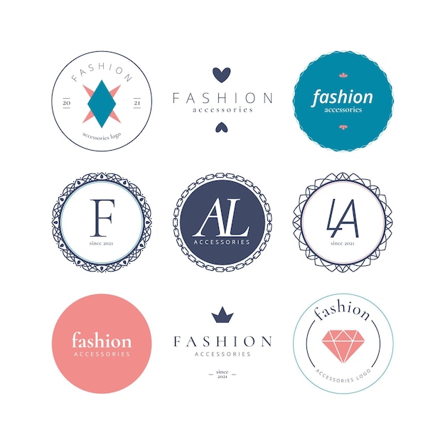 Platte ontwerp mode-accessoires logo set