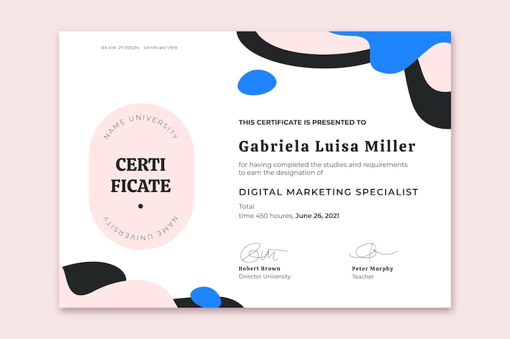 Gratis Vector platte ontwerp moderne certificaatsjabloon