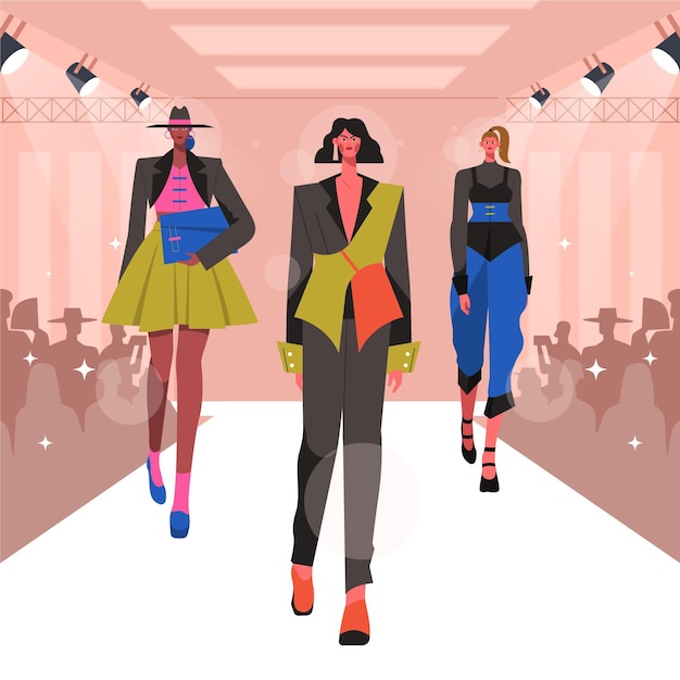 Gratis vector platte ontwerp modeshow landingsbaan